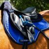 Premier Equine Close Contact Merino Wool European GP/Jump Saddle Pad in Royal Blue/Navy Wool – view 2
