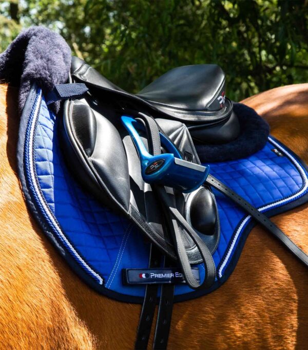 Premier Equine Close Contact Merino Wool European GP/Jump Saddle Pad in Royal Blue/Navy Wool – view 2