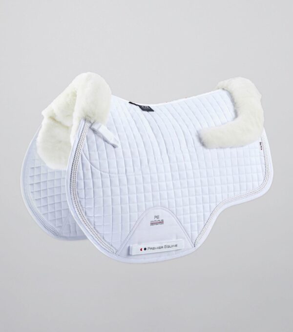 Premier Equine Close Contact Merino Wool European GP/Jump Saddle Pad in White/Natural Wool – view 1