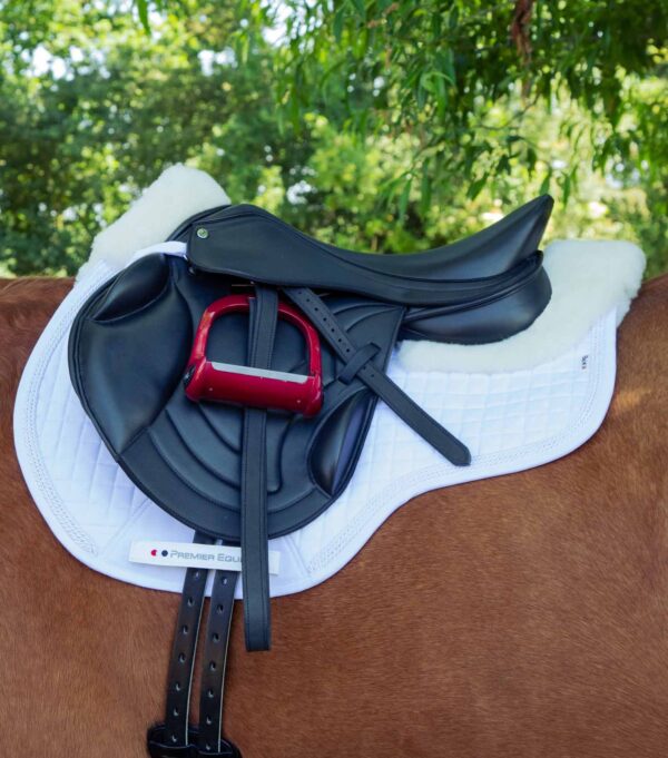 Premier Equine Close Contact Merino Wool European GP/Jump Saddle Pad in White/Natural Wool – view 2