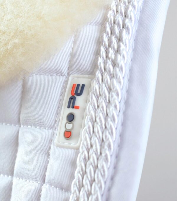 Premier Equine Close Contact Merino Wool European GP/Jump Saddle Pad in White/Natural Wool – view 4