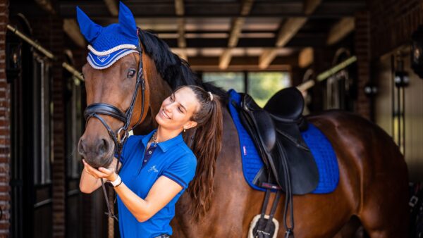 LeMieux Suede Dressage Square in Benetton Blue - view 4