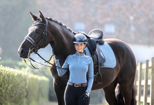LeMieux Suede Dressage Square in Ice Blue - view 4