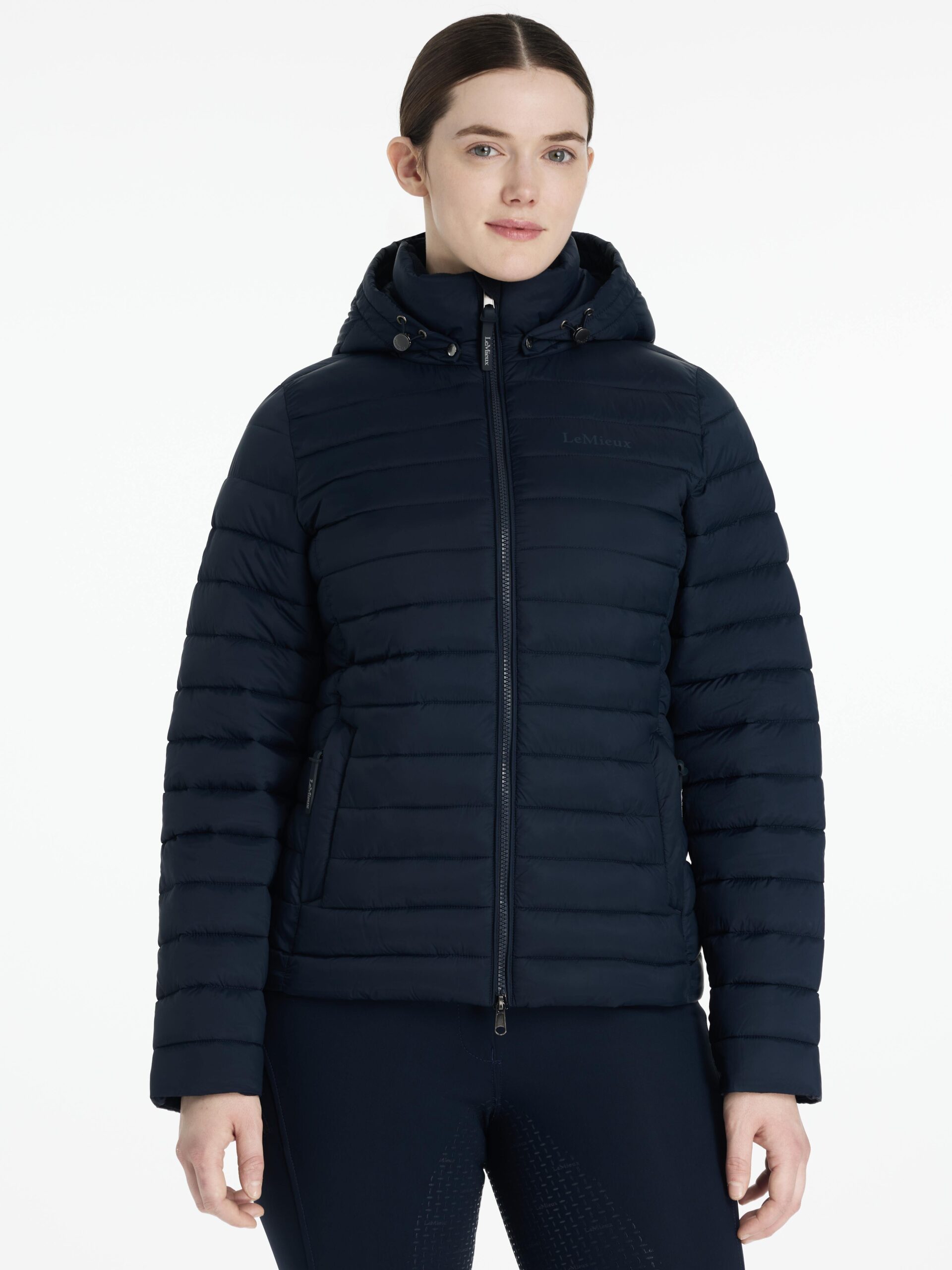 LeMieux Rose Hooded Puffer Jacket in Navy – view 1