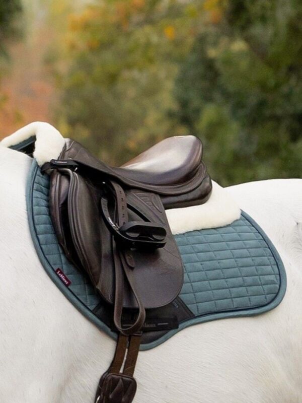 LeMieux Merino+ Suede Classic Close Contact Square in Aloe – lifestyle view 3