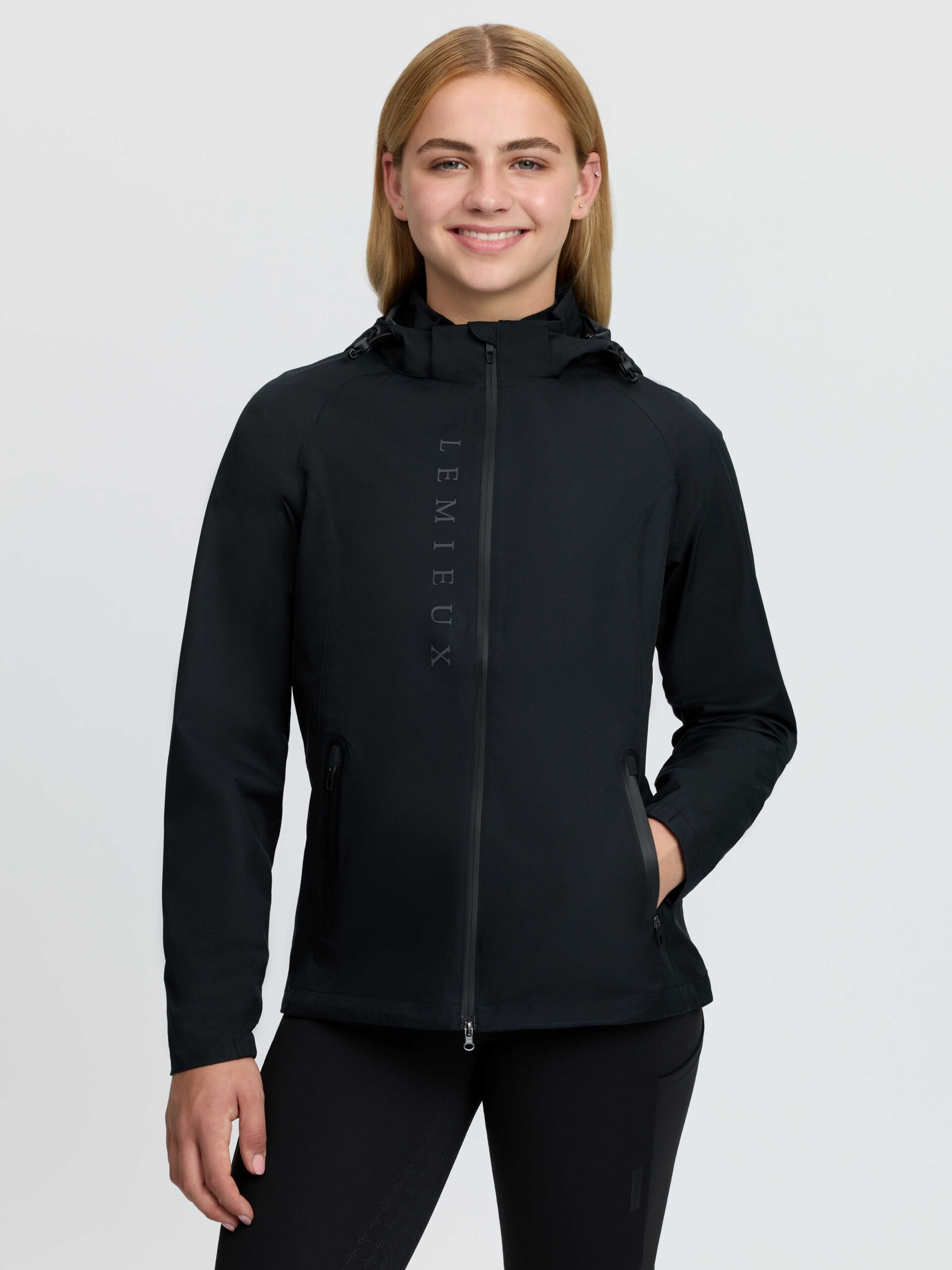 LeMieux Young Rider Tessa Waterproof Jacket in Black – view 1