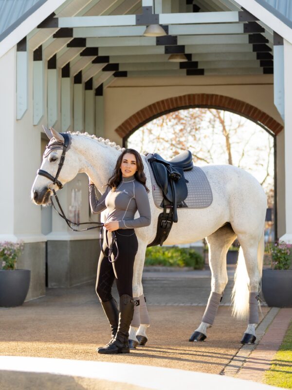 LeMieux Suede Dressage Square in Grey - view 3